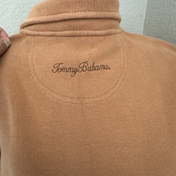 TOMMY BAHAMA Women Sz S Peach Rib Knit Pullover 1/4 Zip Sweater Cotton/Stretch - Picture 2 of 8